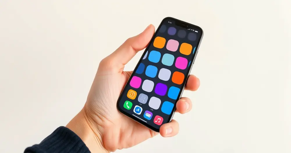 Tela de celular exibindo grade de ícones de aplicativos