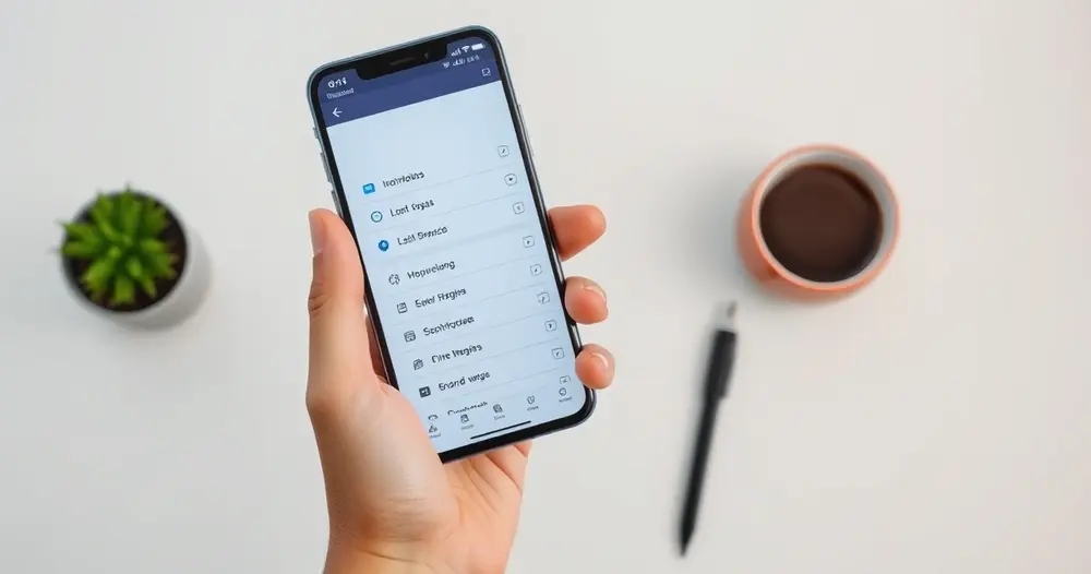 Mão segurando celular com tela de configurações de armazenamento